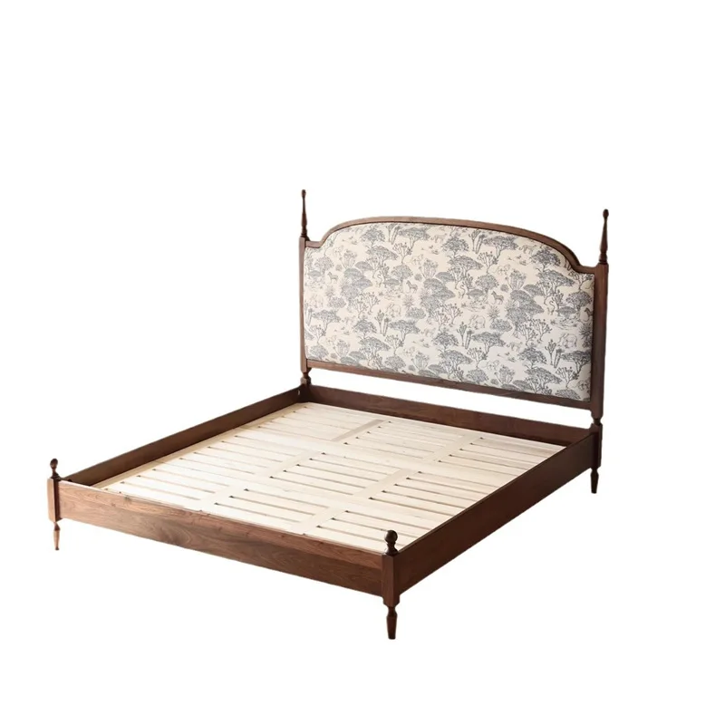 カスタマイズ可能な北米ブラックウォールナットアメリカンヴィンテージ1.8メートルマスターベッドルームダブルクイーンベッド家庭用1.5メートル