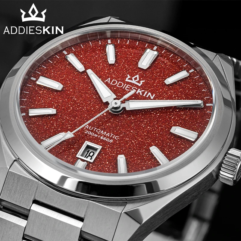 AddiesKIN K010 Men Watch Red Goldstone Dial Sapphire Glass BGW9 Super Luminous 20Bar Diver Japan 9015 Automatic Mechanical Watch