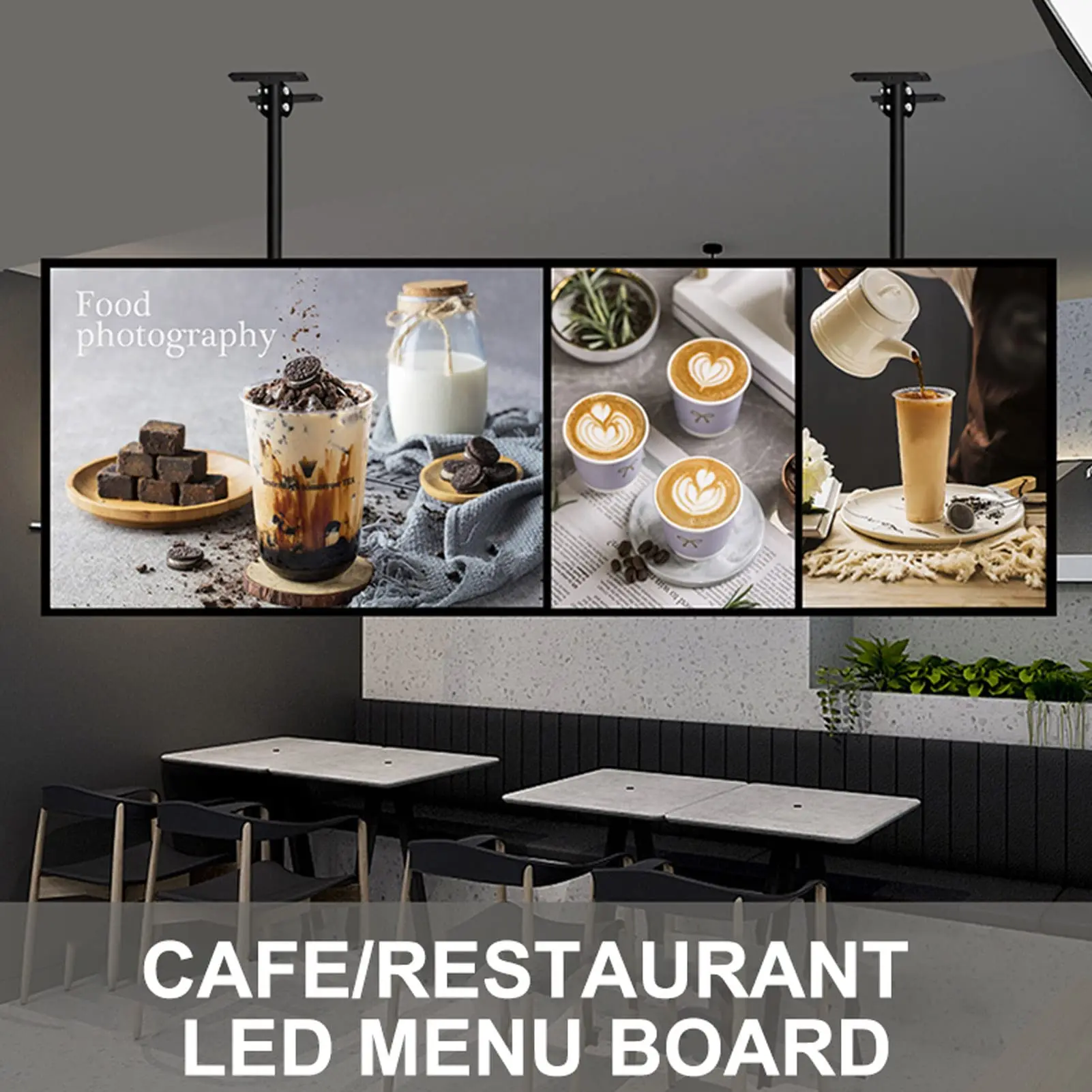 Ultra Slim Snap Frame LED Light Box, Illuminated Poster Display LED Menu Board Advertising Screen for Restaurant Wall Billboards