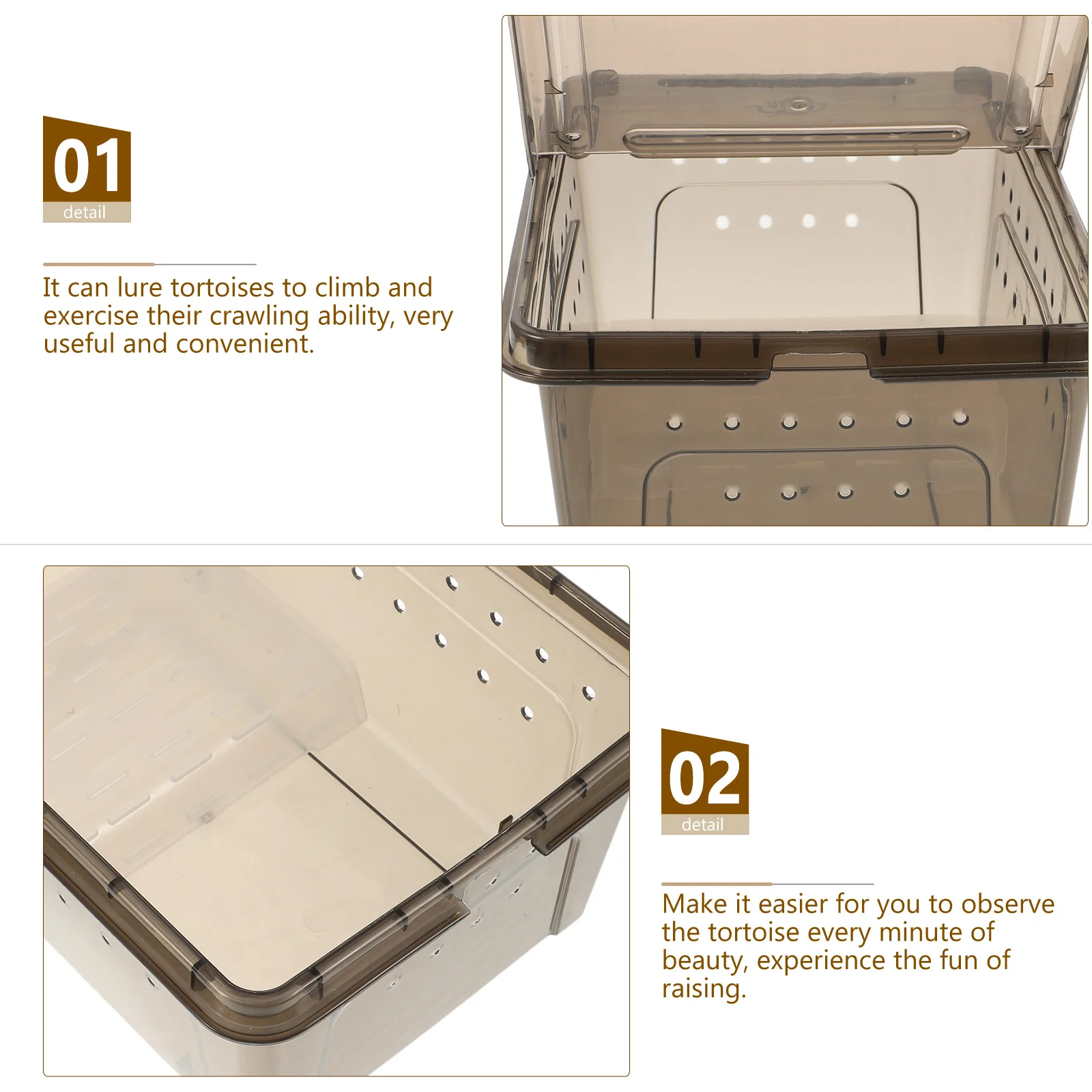 

Turtle Feeding Tank Clear Black Multi-Function Plastic Basking Platform For Tortoise Habitat Reptile Raising Breeding