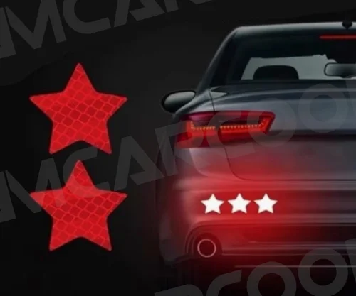 Imagen 2 del producto 10 Uds. Pegatinas de tira de seguridad reflectantes para parachoques de coche, pegatina reflectante de estrella para coche, cinta de seguridad de advertencia para vehículo impermeable