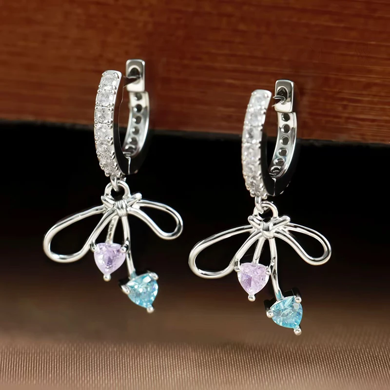 GANPUP Einfache Funkelnde Blaue Stein-Ohrhänger für Frauen, Alltagsschmuck, Modisches Ohrpiercing-Schmuckstück, Geschenk für Party, серьги женские – Detail 3