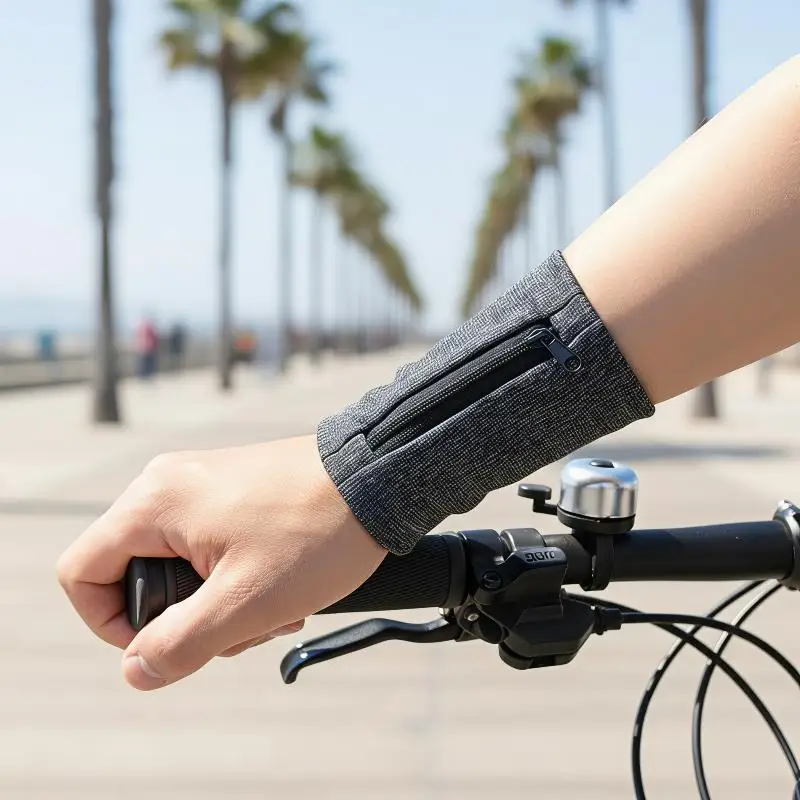 Soft Stretch Wrist Wallet Hidden Zipper Pocket Sweatproof Slim for Hiking Travel Running Hold Key Cash Card