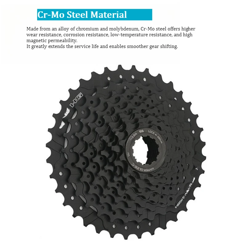 HG200-9 Cassette Flywheel, Mountain Bike 9/27 Speed Cassette 32T 34T 36T view 2