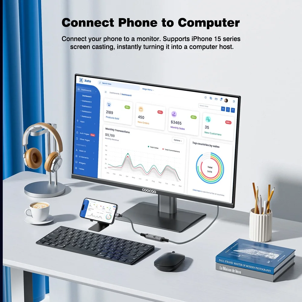 Thunderbolt USB C Male to HDMI Female Adapter 4K 60Hz 2K 144Hz 4K@30Hz Type C to HDMI Cable Connector Audio Sync UHD Plug & Play image 4