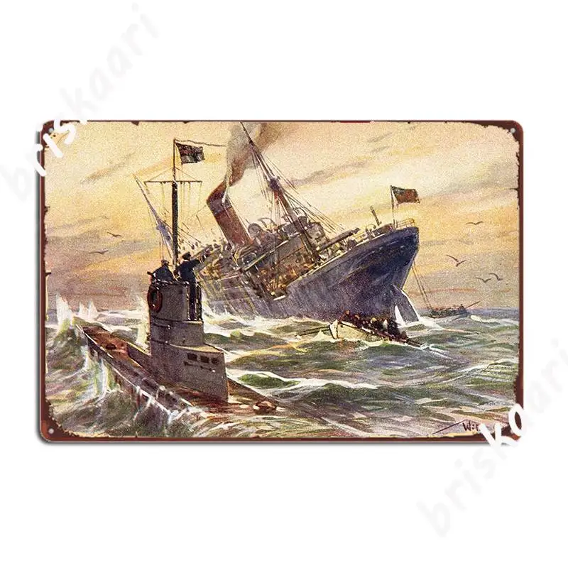 U Boat War 1915 Metal Sign Vintage Plates Pub Garage Club Party Tin Sign Poster