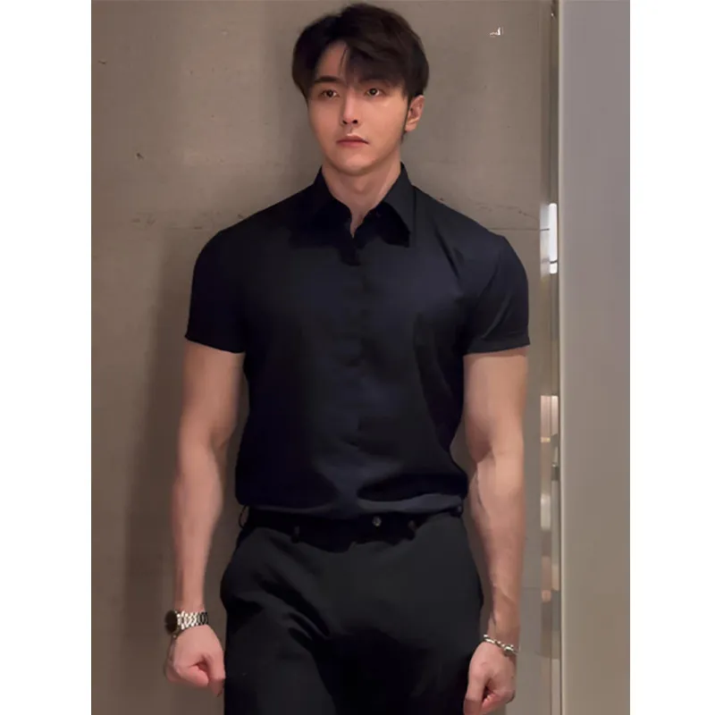 

Summer Thin ort Sve irt Anti-Wrinkle Easy Care Slim Fit Briti Sle Men's Faion Casual irt Classy And Sli