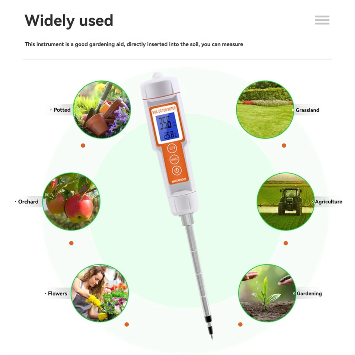 ABJZ 3-in-1 Soil EC TDS Meter Digital Soil Monitor Temperature Tester for Gardening Plants Farming Horticulture