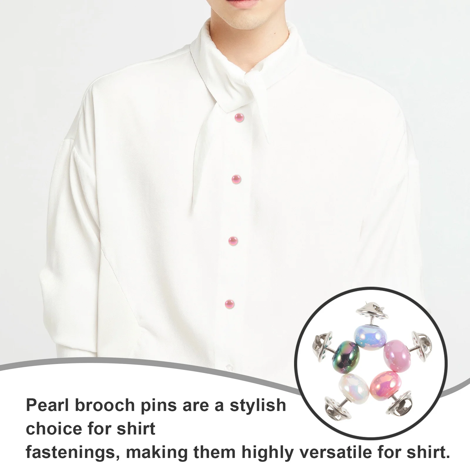 

10Pcs No Sew Shirt Brooch Pins Pearl Buttons Elegant Clothes Accessories DIY Decoration for Shirts Cardigans and Dresses