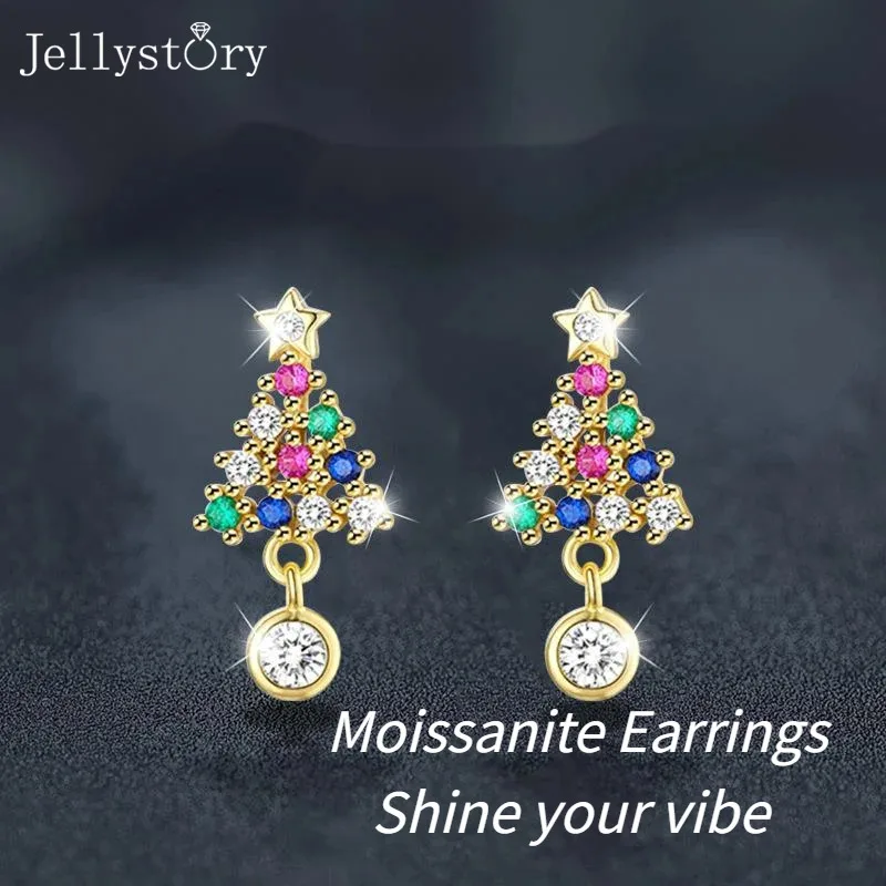 

Серьги JellyStory «Рождественская елка» с цветными стразами, из серебра 925 пробы, элегантные и эффектные, для праздничных вечеринок