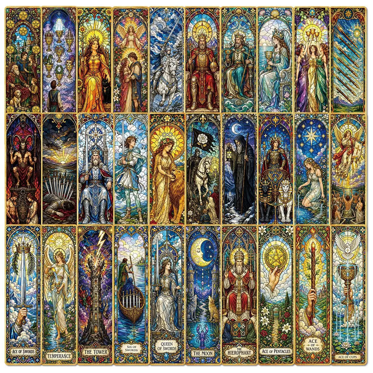 30PCS Book Card Reading Creative Vintage Stained Glass Window God Graduation Student Bookmarks Stationery Supplies