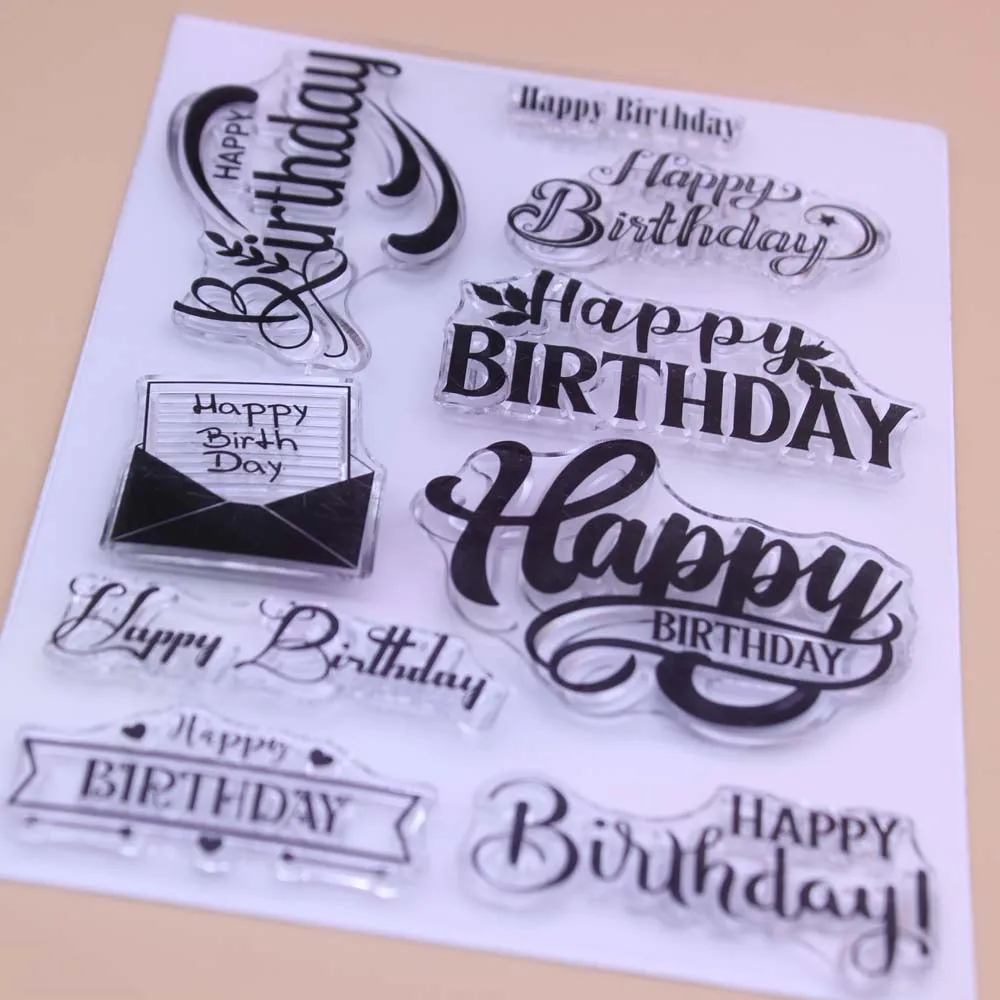 Alinacutle CLEAR STAMPS Birthday Wishes Scrapbooking Handmade Card Album Paper Craft Rubber Transparent Silicon Stamp