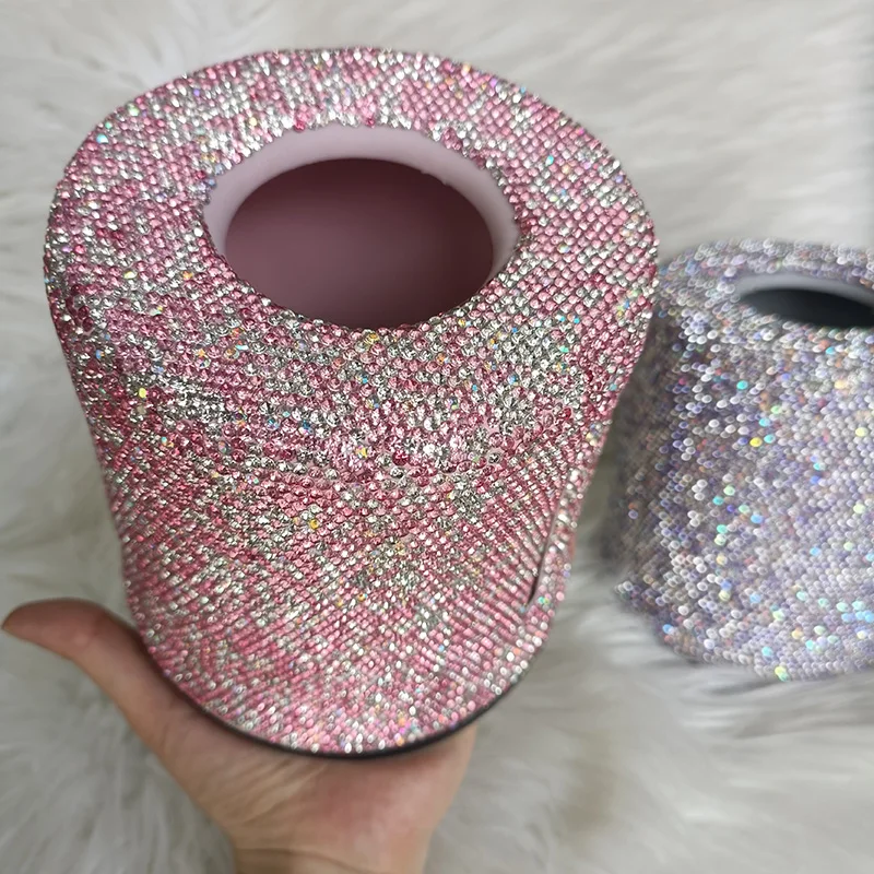 

Sparkling Rhinestone Roller Tissue Box Circular Roll Paper Office Living Room Desktop Tissue Storage Box Bathroom Accessories