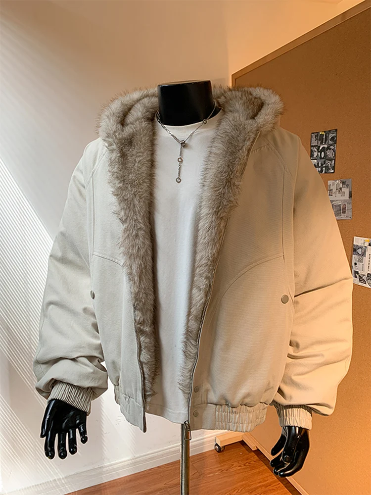 معطف رجالي من Cleanfit بغطاء للرأس من القطن مع ياقة من الفرو ملابس خارجية غير رسمية شتوية دافئة ملابس خارجية كلاسيكية أمريكية #3