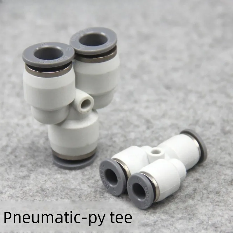 Pneumatic Quick Push-In Fitting Y-Shaped Tee PY Plastic Tube Connector Air Hose Splitter Factory Direct