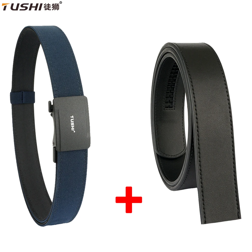 

TUSHI New Hard Men's Military Pistol Belt Metal Automatic Buckle Sturdy Nylon Tactical Outdoor Belt IPSC Casual Waistband Male