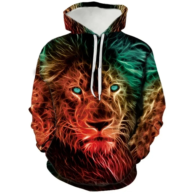 3d Lion Print Hoodeies For Men Fashion Elegant Social Street Clothing Autumn Long Sleeve Sweatshirt Harajuku Loose Oversized