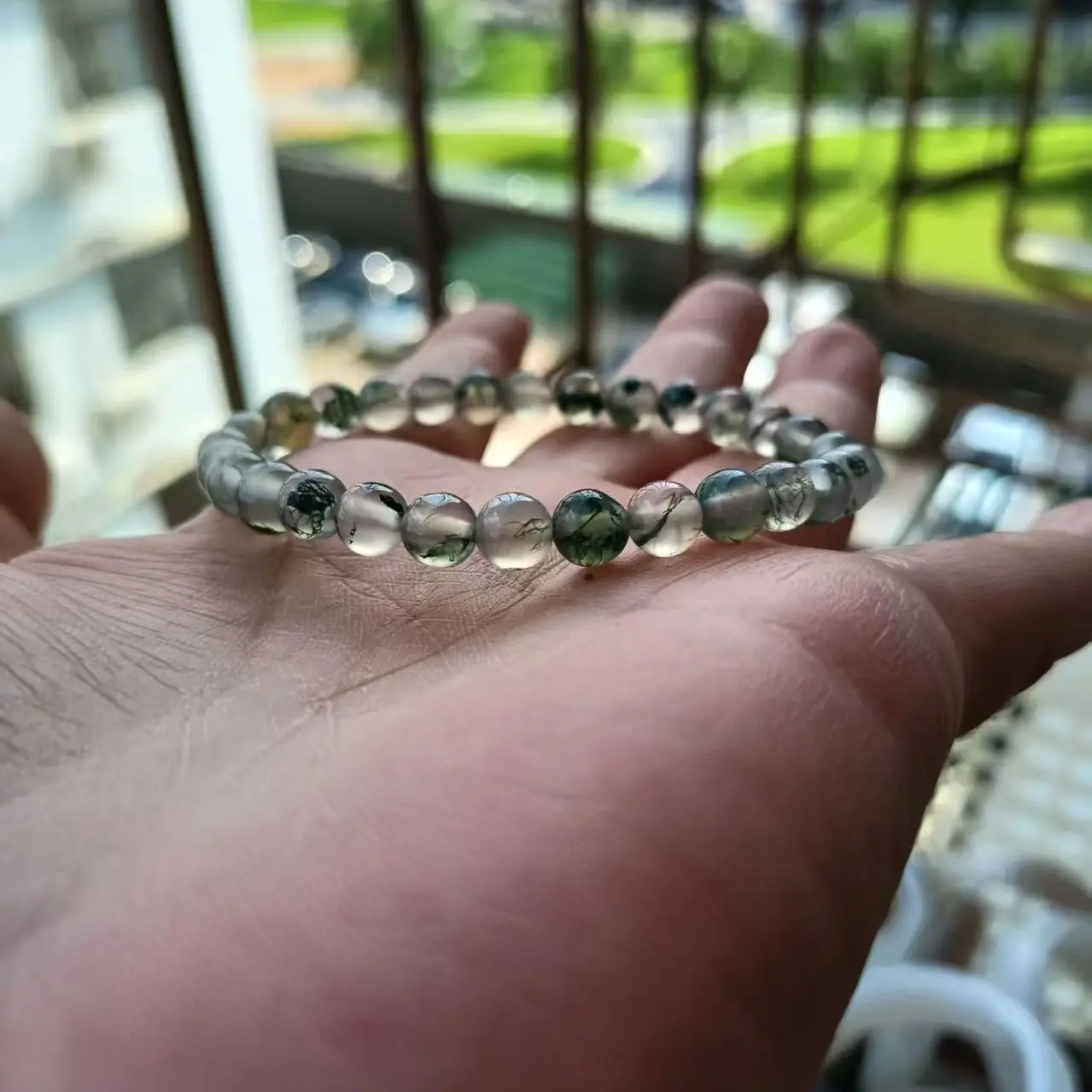 Natural Moss Agate Single Strand Bracelet For Men Women Daily Wear Fashion Crystal Jewelry 2026 Minimalist Bead Wrist Accessory