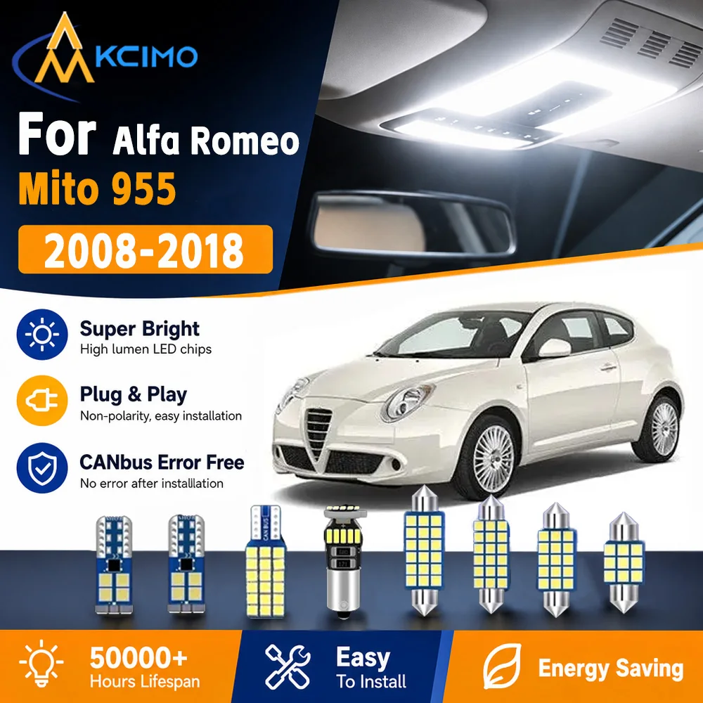 KCIMO 2 Colors LED Interior Light Kit For Alfa Romeo Mito 955 2008-2018 Plug And Play Cabin Dome Map Lamp Auto Accessories
