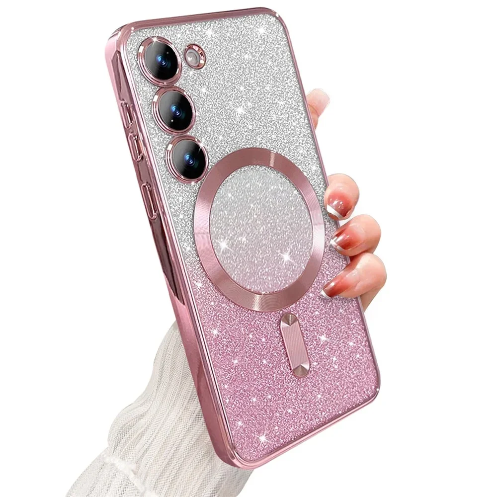 Glitzernde Hülle für Samsung Galaxy A56 A36 A16 A06 A17 A26 S24 FE S22 S21 S20 S23 Plus S26 S25 Ultra Magnetische Kabellose Abdeckung – Detail 6