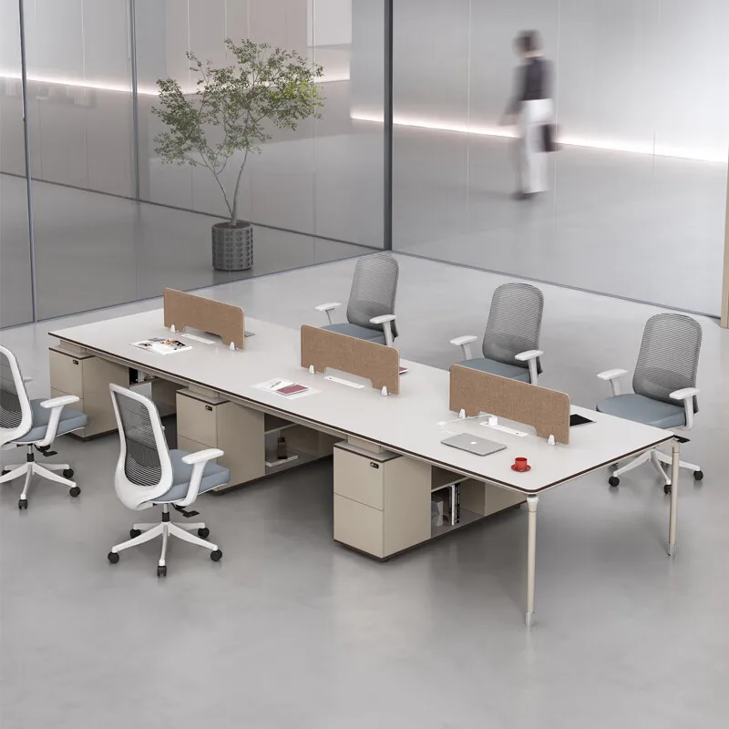 Modern organizer workstation desk office furniture, suitable for 6-person L-shaped cubicles