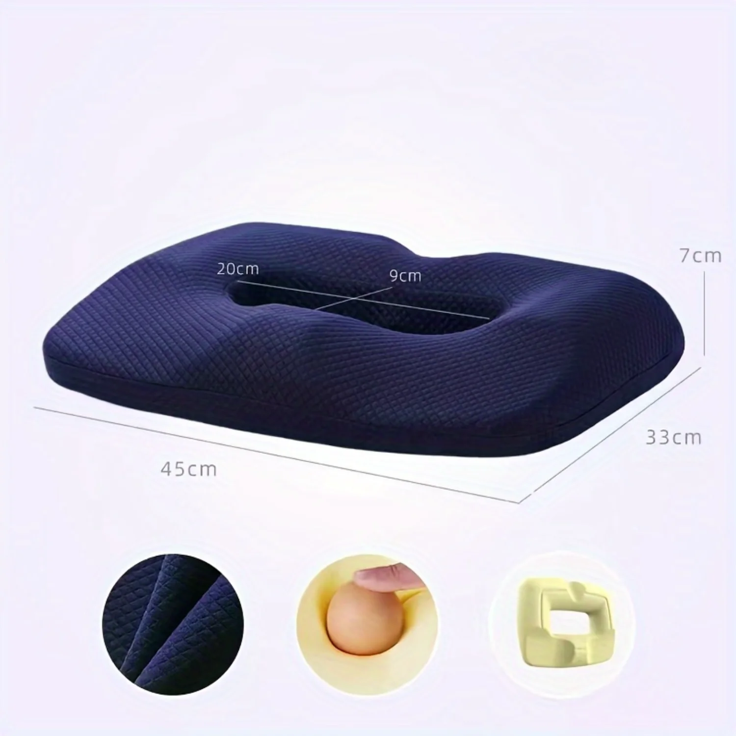 

Ergonomic Memory Foam Seat Cushion for Tailbone and Spine Support, Hemorrhoid Relief, Office Comfort Pillow - Hand Wash Only