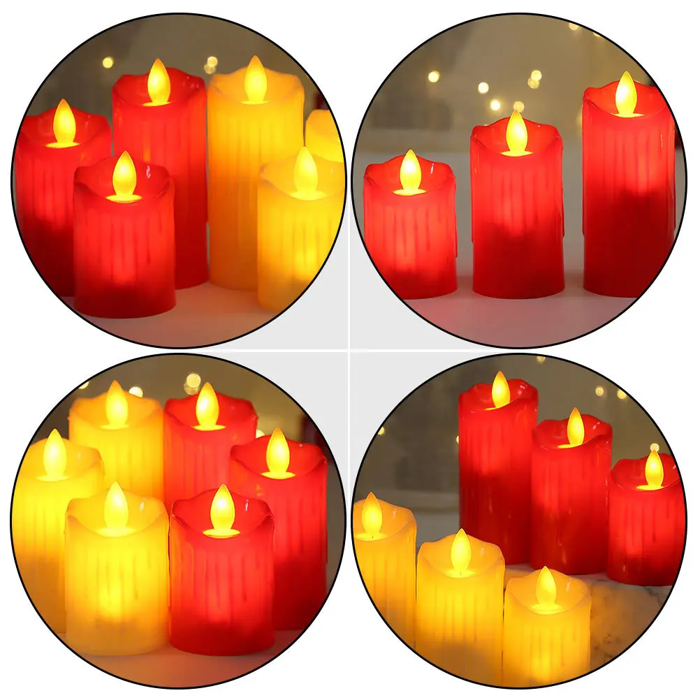 

3Pcs Red LED Light Simulated Flameless Party Decorative Lamps for Holidays Red LED Lamp Party Supplies