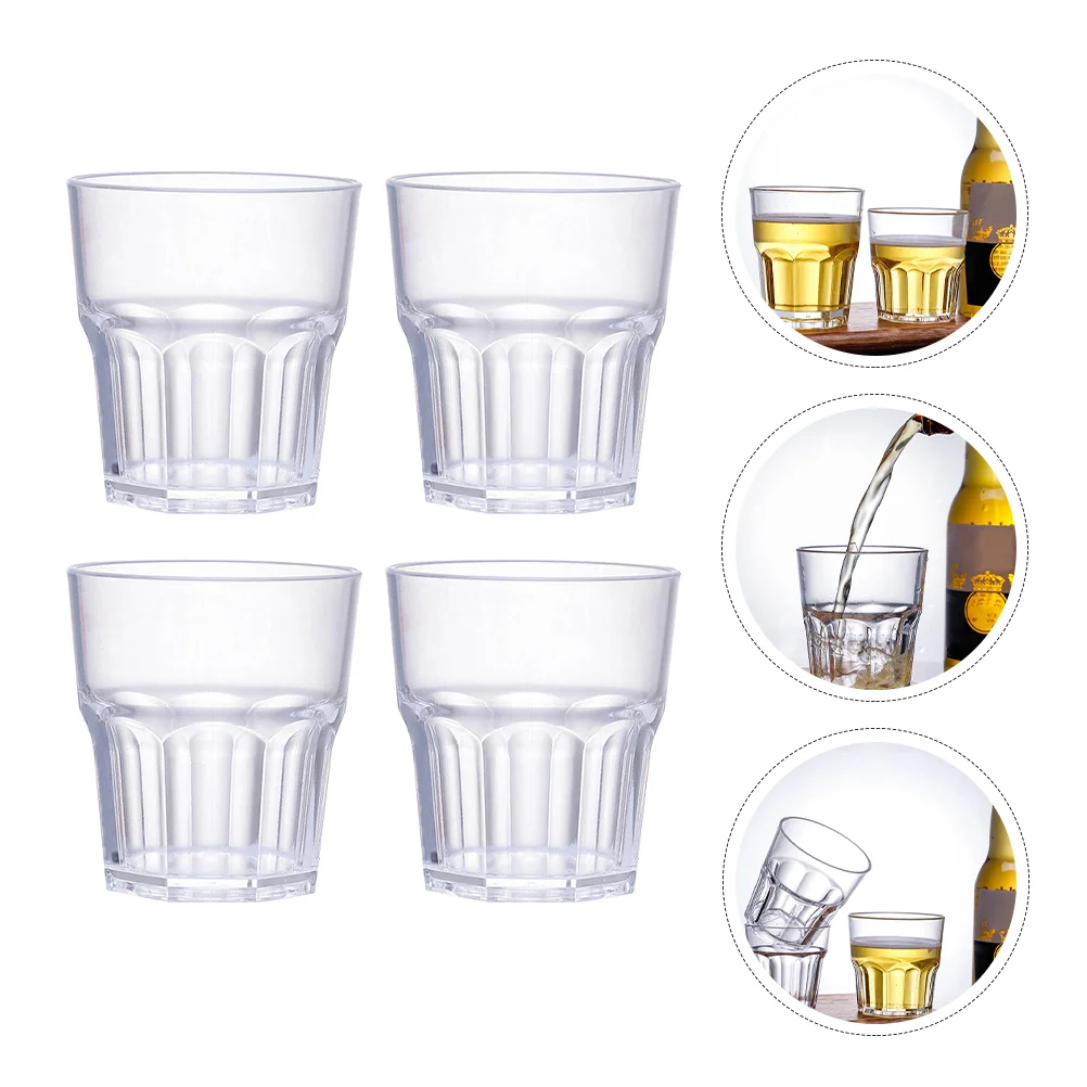 6 Pcs Coffee Glass Water Mug Clear Acrylic Whiskey Cups Beer Drinking Mugs