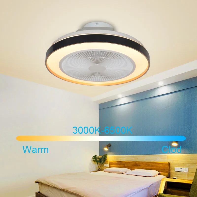 20 Inch Air Ventilation Mini LED Ceiling Fan Lamp APP and Remote Control Ultra-thin Size for Low Building