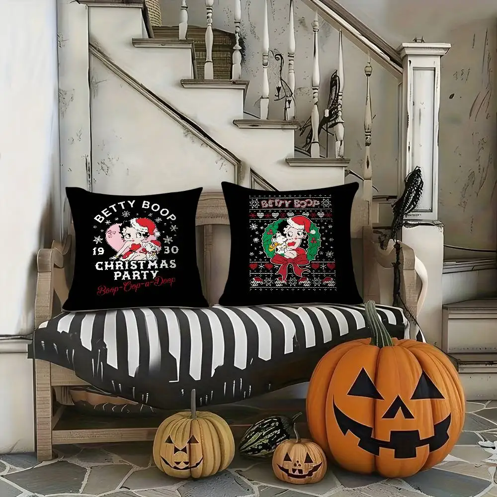 B-Bettys-boops Christmas Pillow Case Short plush Double-sided Print Square Throw Pillow Covers Sofa Home Cushion Decor