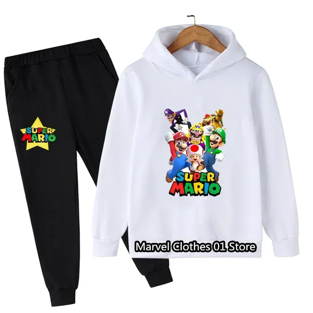 2024 Fashion Game One Piece Hoodie Set Kids Spring Autumn Sweatshirts Marios Pullover Fashion Baby Boy Clothes Girls