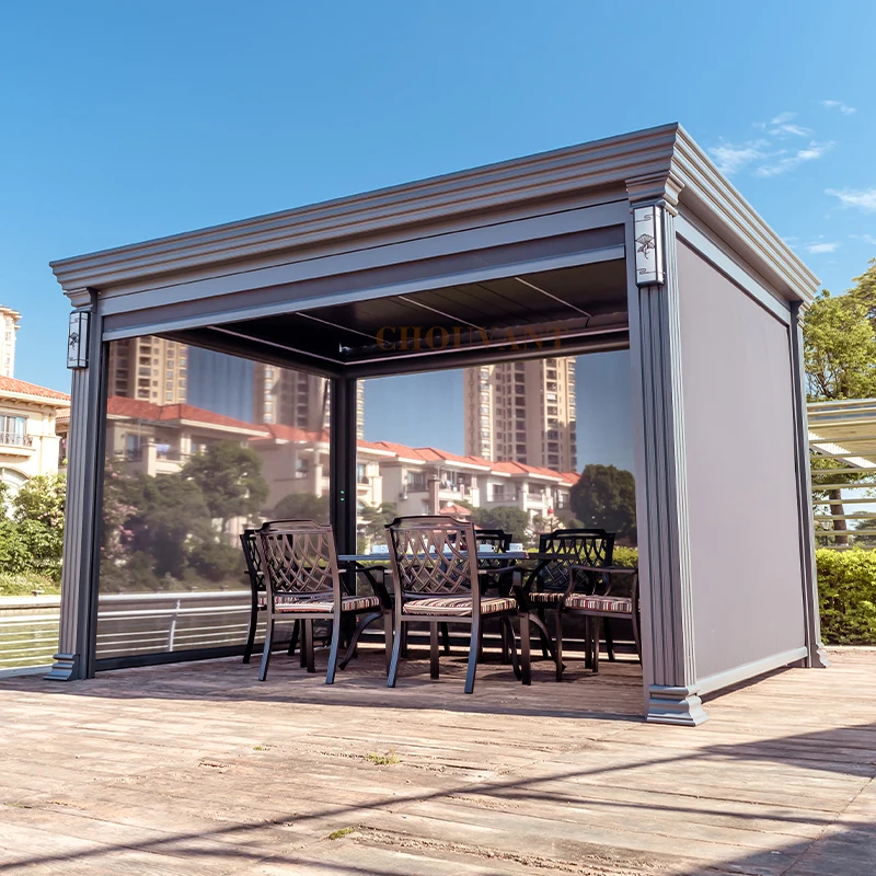 Modern Automatic Patio Gazebo Outdoor Arches Bioclimatic Aluminium Pergola Opening Louvred Roof