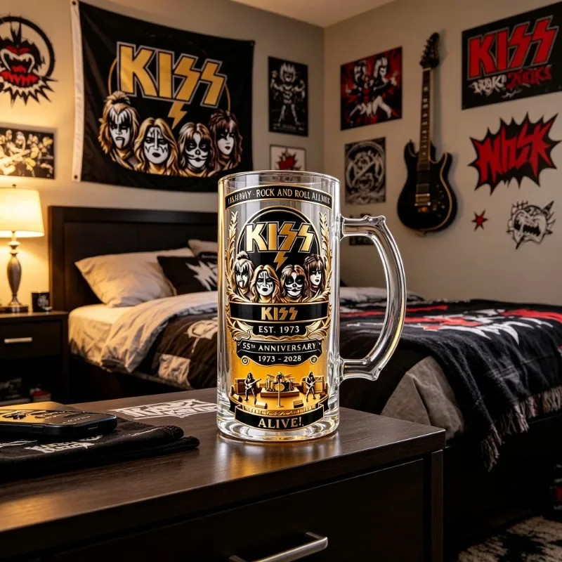 KISS Army Rock And Roll All Nite Beer Mug 53rd Anniversary Glass Tankard
