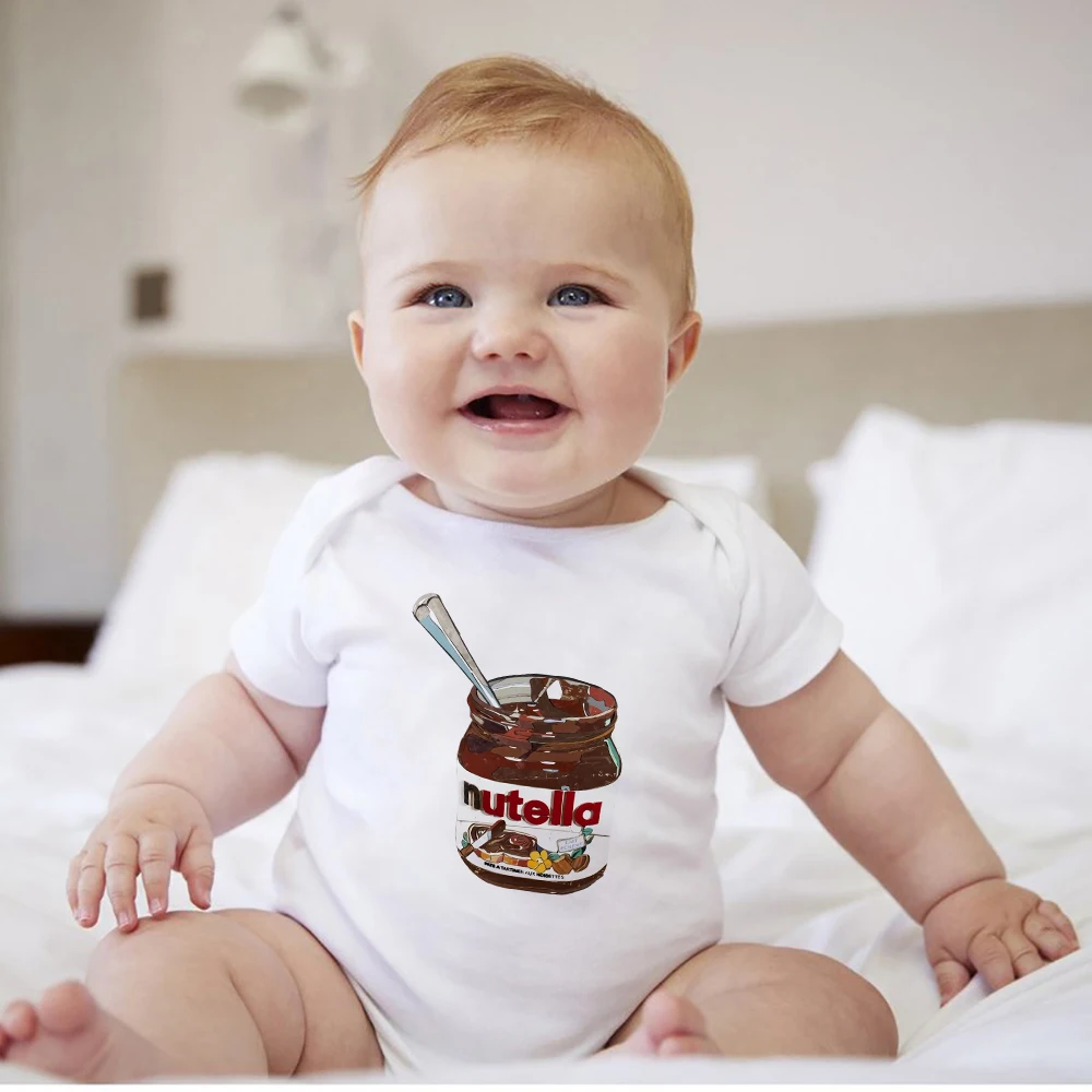 Monos con estampado de Nutella de dibujos animados para bebé, ropa de manga corta para niño de 0 a 24 meses, ropa para niña recién nacida, monos