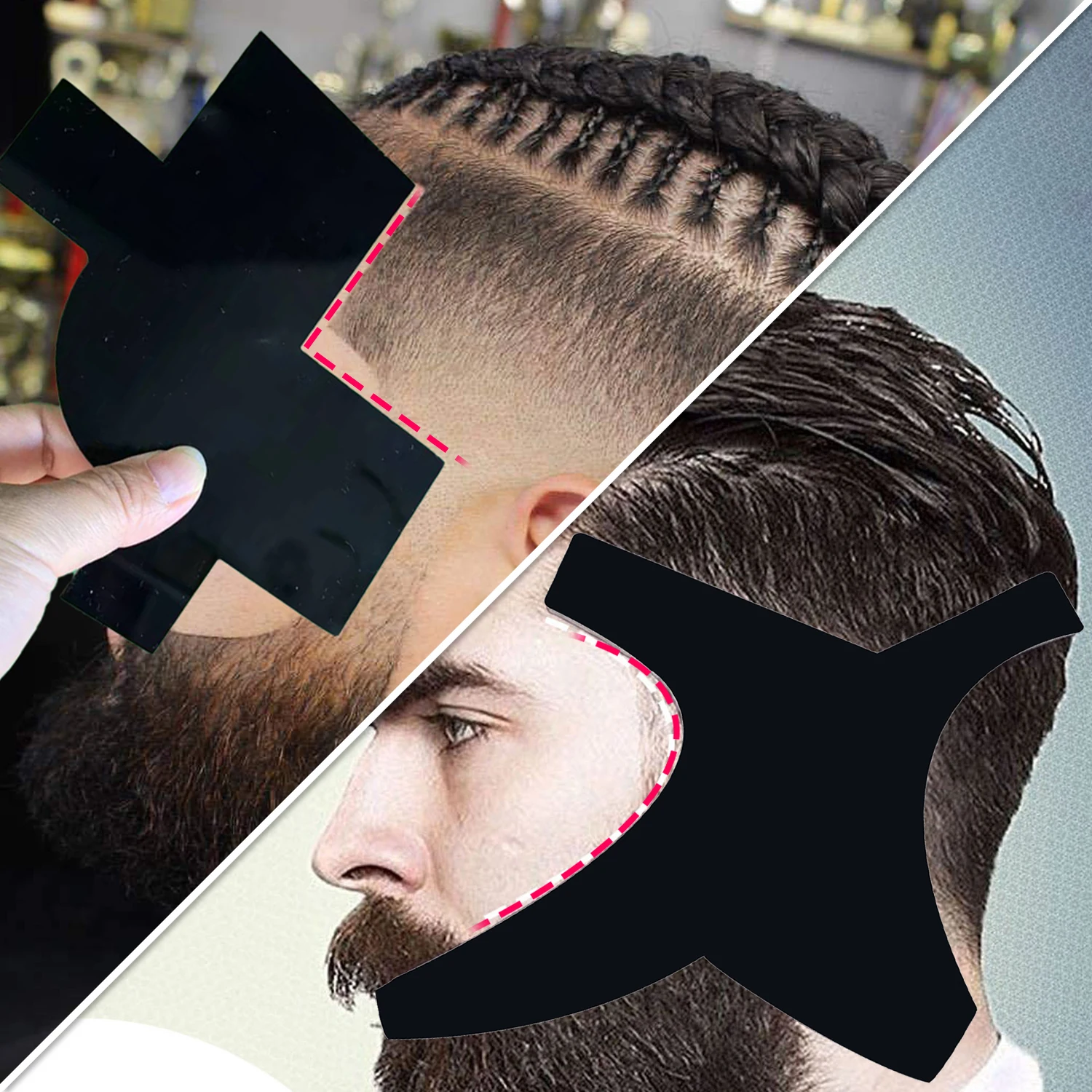 2Pcs Kit Professional Beard Shaping Tool Hairline Enhancing Card For Precise Beard Shaping Styling Beard Shaper For Men