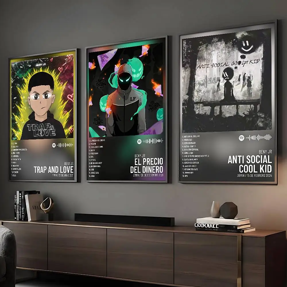 Póster de rapero Beny Jr, arte HD, pared adhesiva, impermeable, decoración para el hogar, sala de estar y Bar