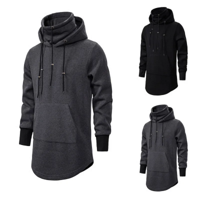 

Autumn and Winter Men's Mid Length Hooded Loose Casual Pullover Hoodie