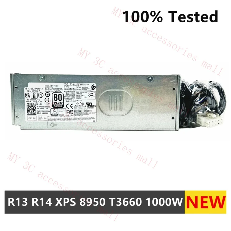 Original NEW For Dell Alienware R13 R14 XPS 8950 T3660 1000W Power Supply RD0G0 R61D8 43YPM AC1000EPS-00 L1000EPS-00 D1000EPS-00