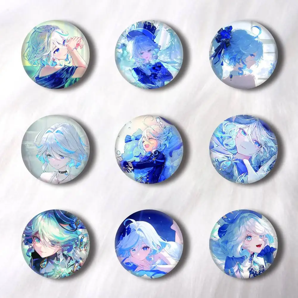 Game Furina Creative Round Button Badges Cute Pin Brooch for Backpack Clothes Lapel Jewelry