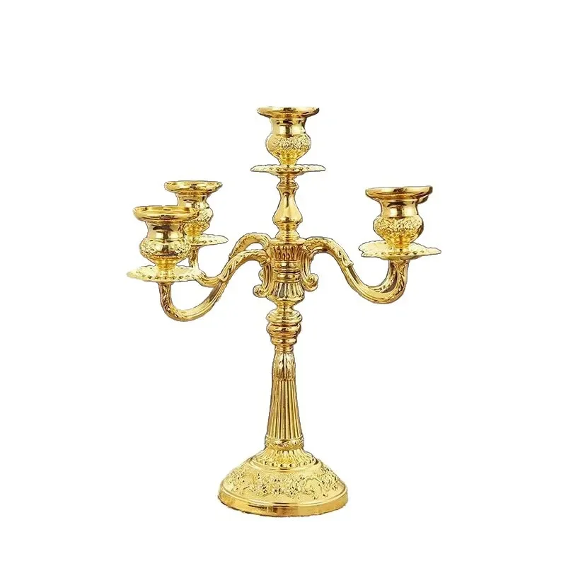 High-end candle holder metal three-headed five-headed candle holder European retro romantic candlelight dinner wedding