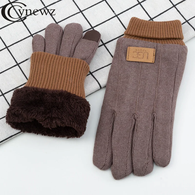 

Winter Men's Warm Gloves Cloth Velvet Windproof Thickened Touch Screen Outdoor Driving Riding Motorcycle Male Mittens