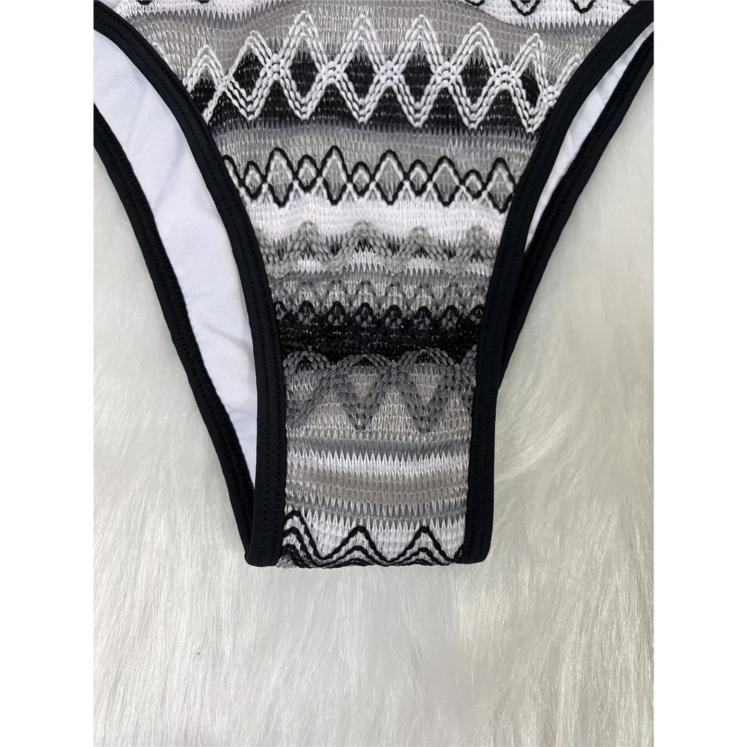 S - XL Bedruckter Neckholder-Bikini mit hohem Beinausschnitt, zweiteiliger Bikini-Set für Damen, Badeanzug, Badebekleidung, Badeanzug, Schwimmanzug V7307 – Detail 21