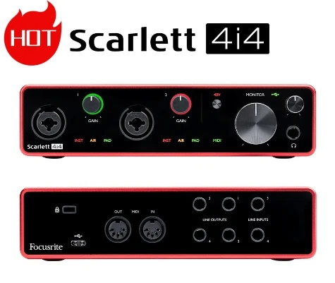 

New Version Focusrite Scarlett 4i4(3rd gen) 4 input 4 output USB audio interface sound card for recording Microphone Guitar Bass