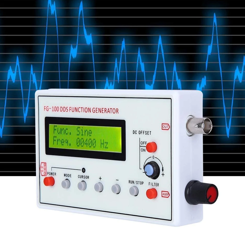 DDS Function Signal Generator FG100 Compact Design Wide Frequency Range from 1Hz to 500KHz for Various Applications
