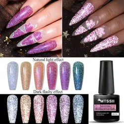 Reflective Glitter Gel Nail Polish Auroras Holographic Gel Semi Permanent Laser Gel Manicure Soak Off UV Gel Nails Art Design