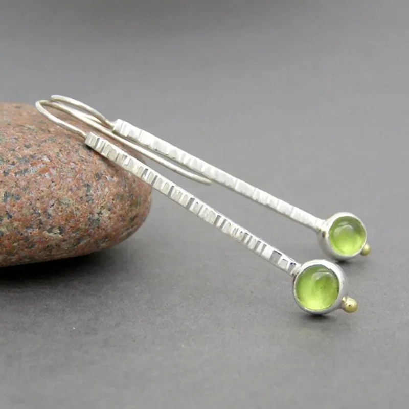 Bohemian Long Stem Emerald Charm Mom Earrings Simple Fashion Matchstick Individual Women's Dangle Wholesale
