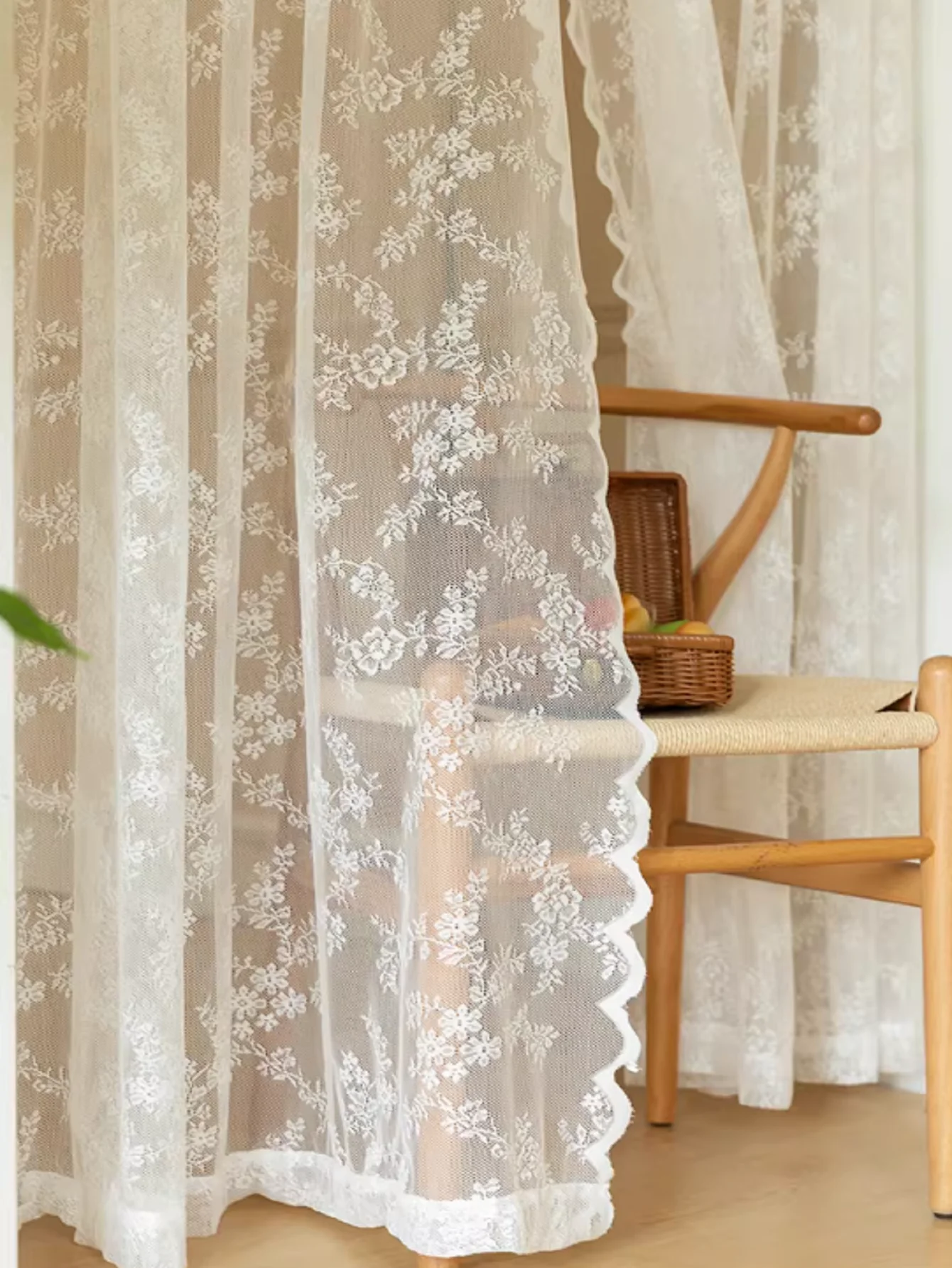 Rideau en dentelle florale tra - Guipure Lace Panel avis et prix