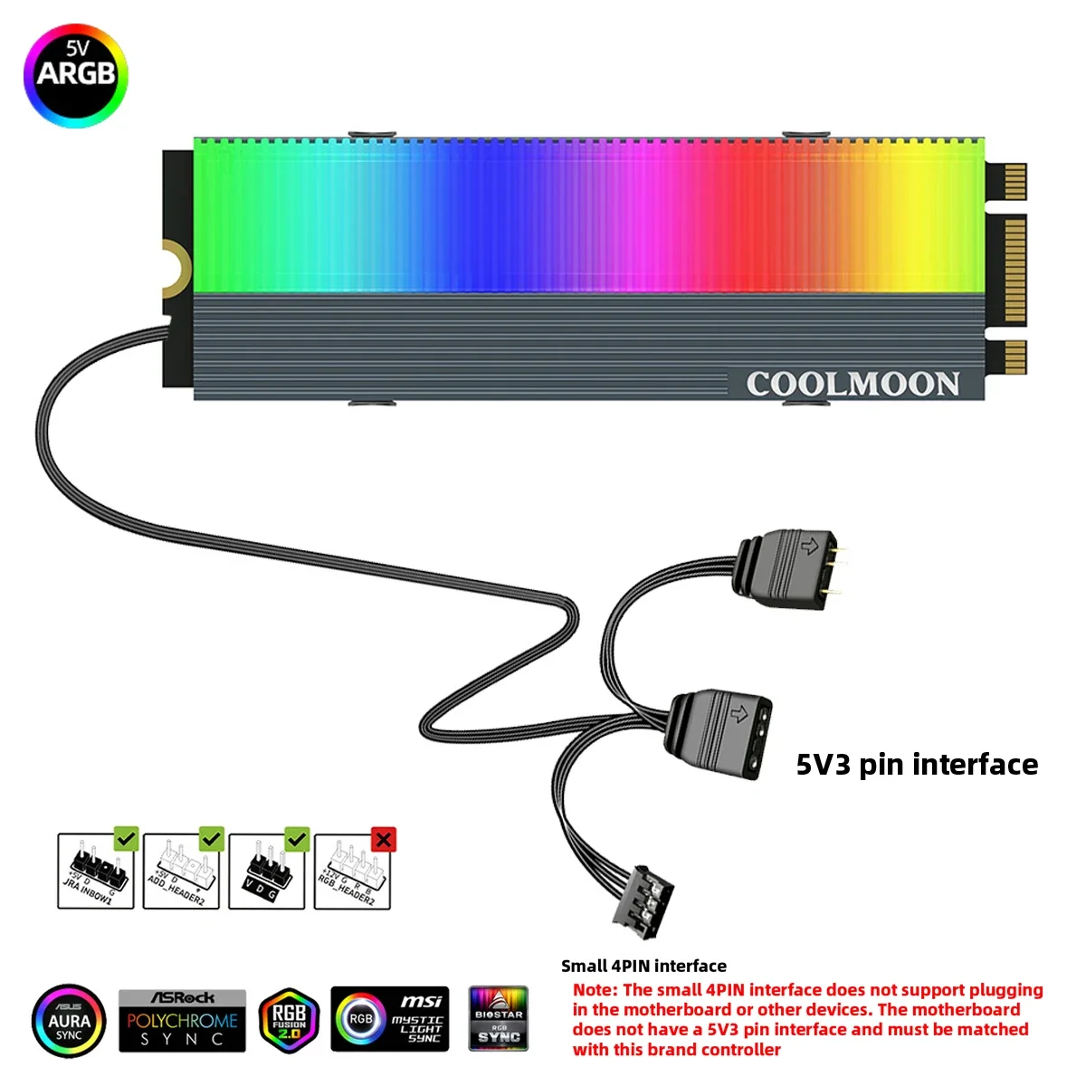 

AURA SYNC RGB Aluminum Alloy PC M.2 SSD Solid Hard Disk Shell Radiator ARGB Armor Rainbow Lighting Memory Cooler PC Computer