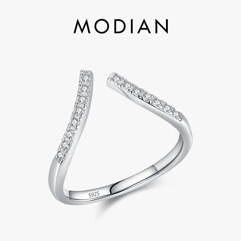 Modian 925 Sterling Silver Open Size 6-9 Finger Ring For Women Sparkling Wedding Engagement Luxury Pave Setting Fine Jewelry