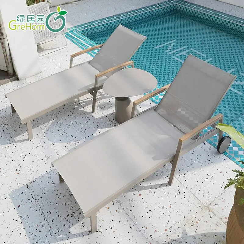 Outdoor swimming pool lounge chairs, resorts, beach rest beds, home hotels, outdoor aluminum alloy waterproof leisure loung